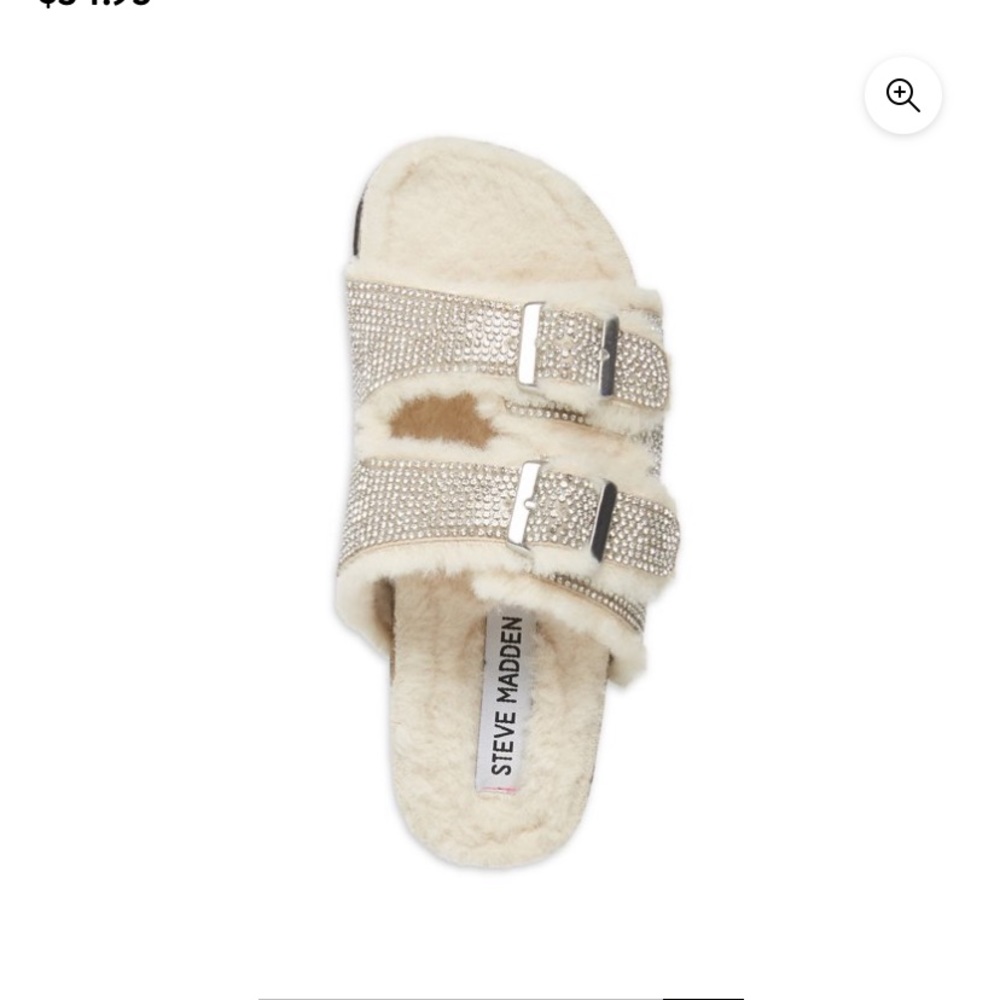 Steve Madden Jnewly Faux-Fur Footbed Kids Sandal. Sz 3